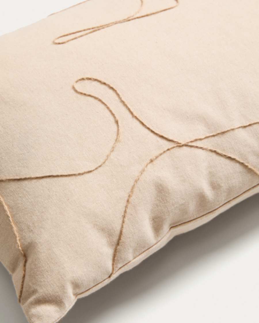 Kissenbezug Japandi Ecru Baumwolle Stickerei Beige 30x50 cm