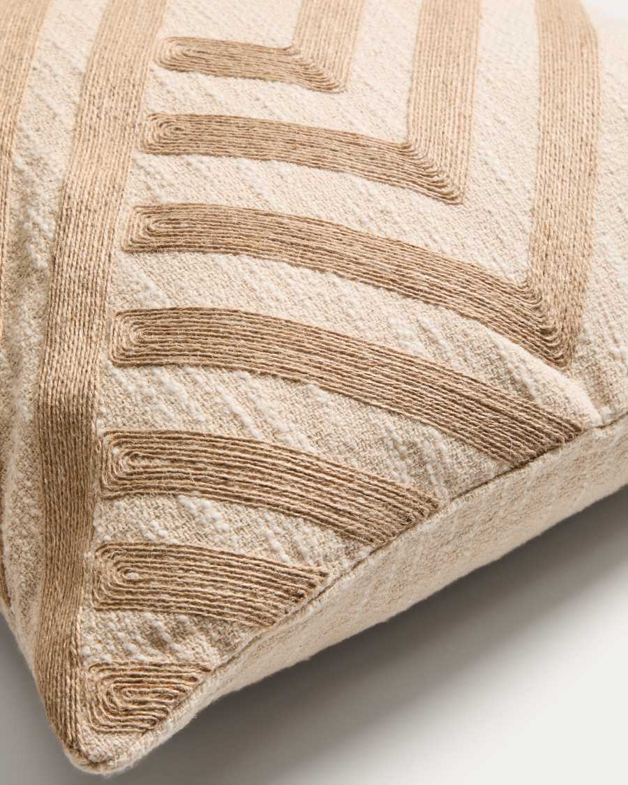 Kissenbezug Japandi Ecru Baumwolle mit Jutestickerei 45x45 cm