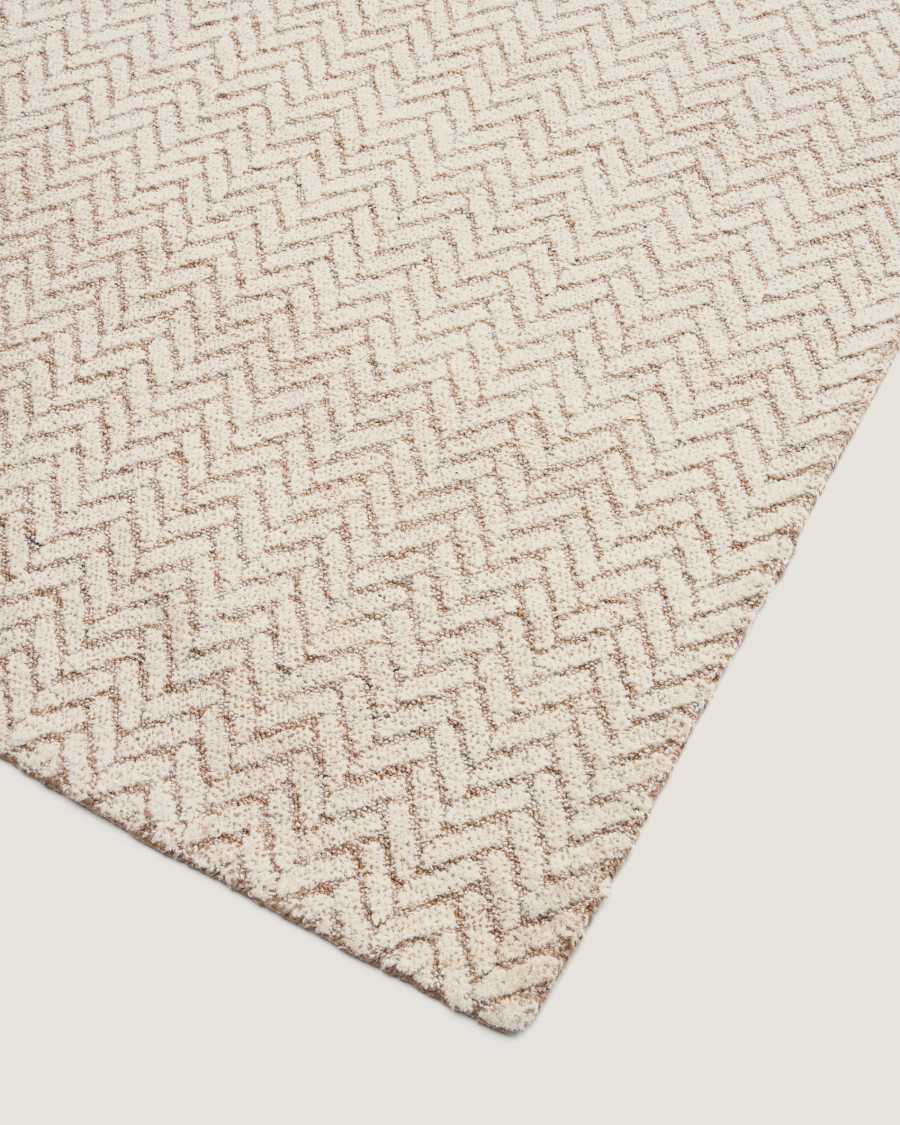 Teppich Japandi Wolle Jacquard Beige 230x160 cm