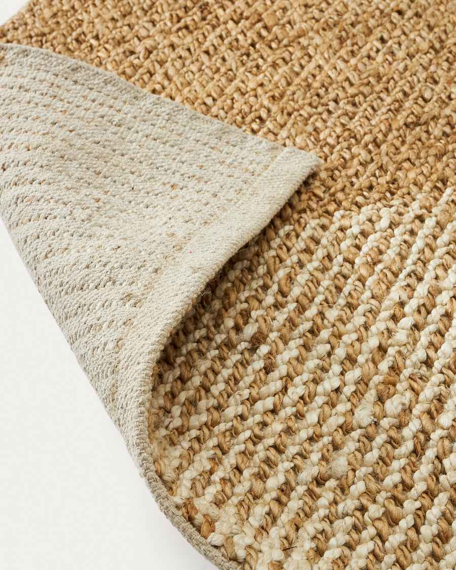 Teppich Japandi Jute Baumwolle Kariert Natur 160x230 cm