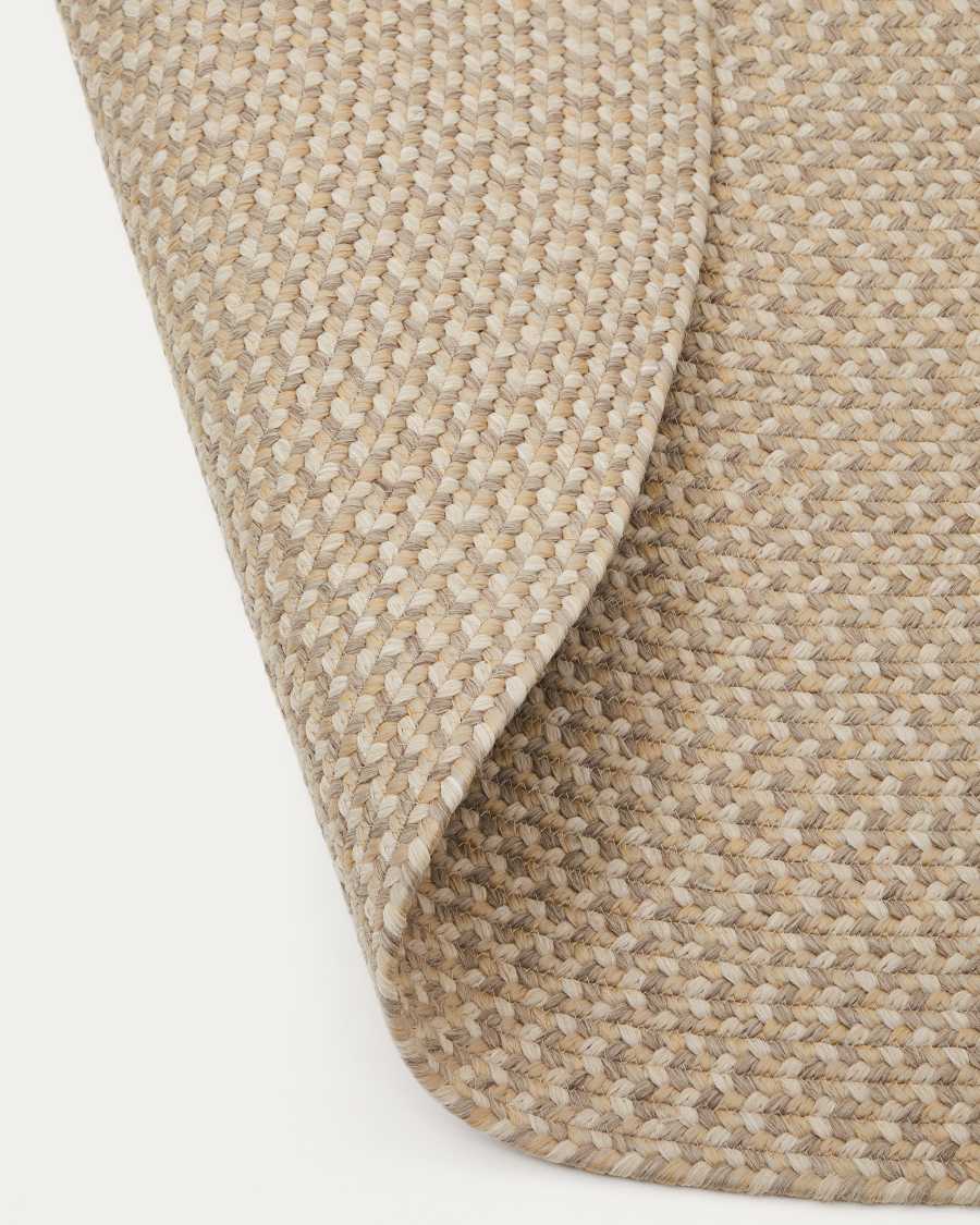Japandi Teppich aus PET, Oval, Beige, 160 x 230 cm