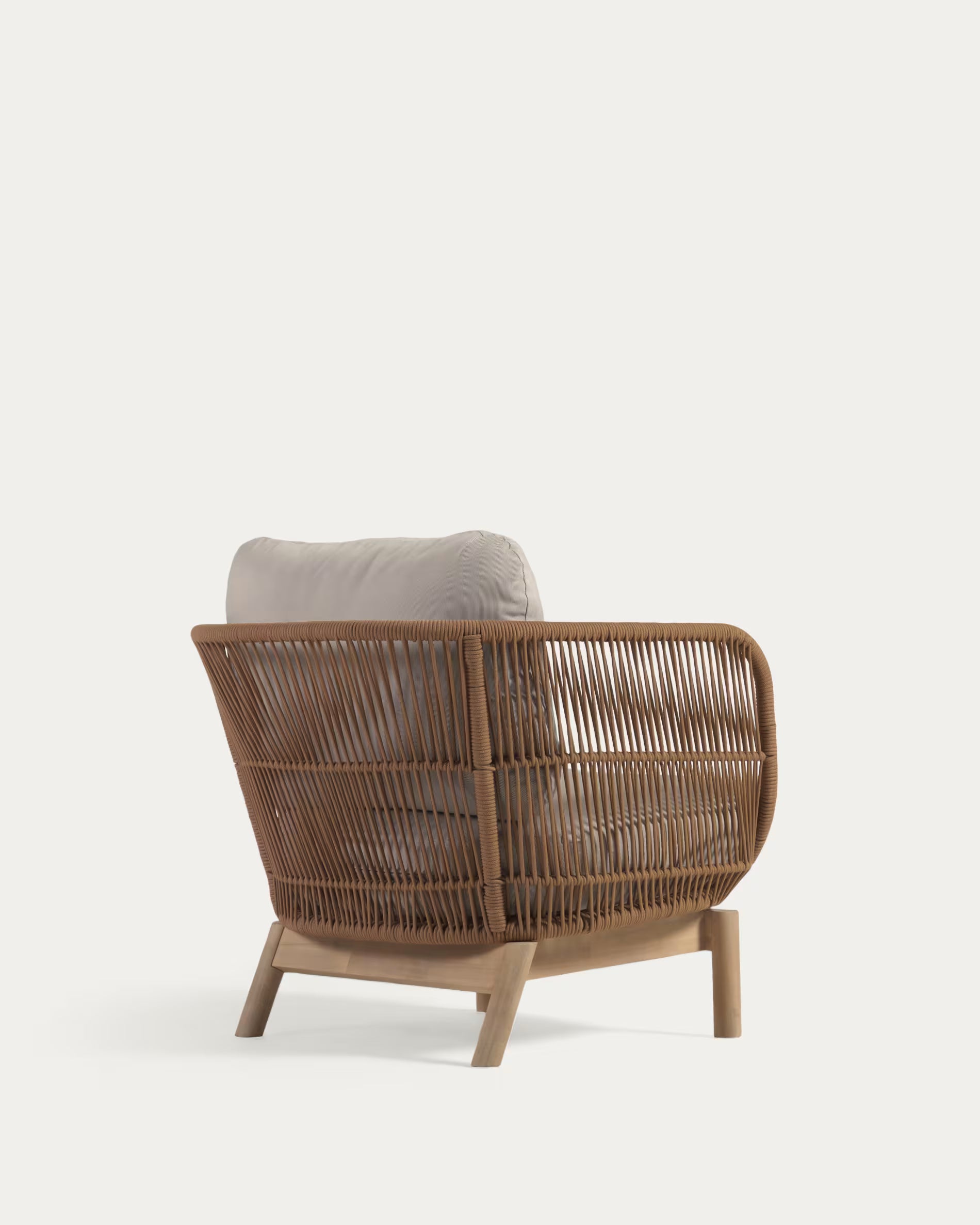 Sessel Japandi Beige Seil Akazienholz