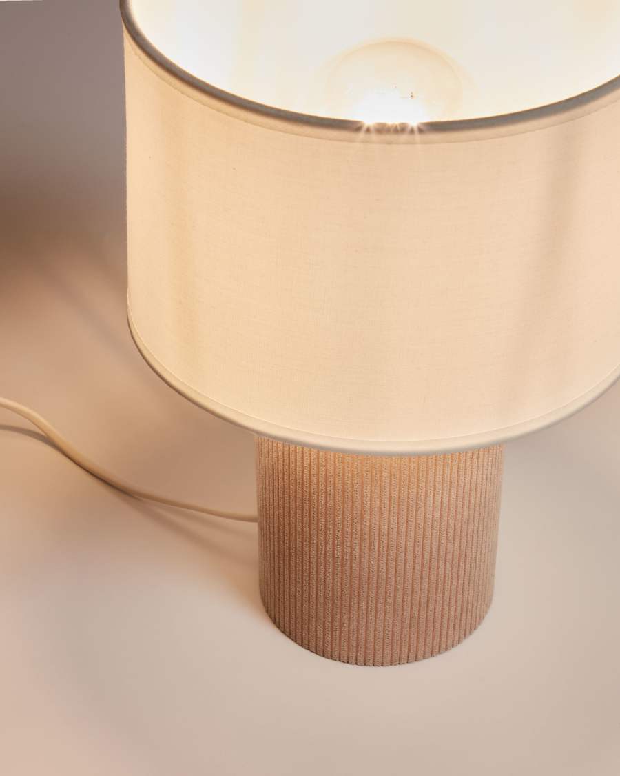Japandi Tischlampe mit Kordel in Beige