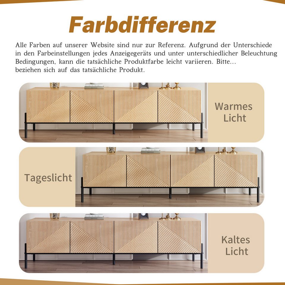 Japandi Lowboard mit 3D-Struktur und Kabelmanagement