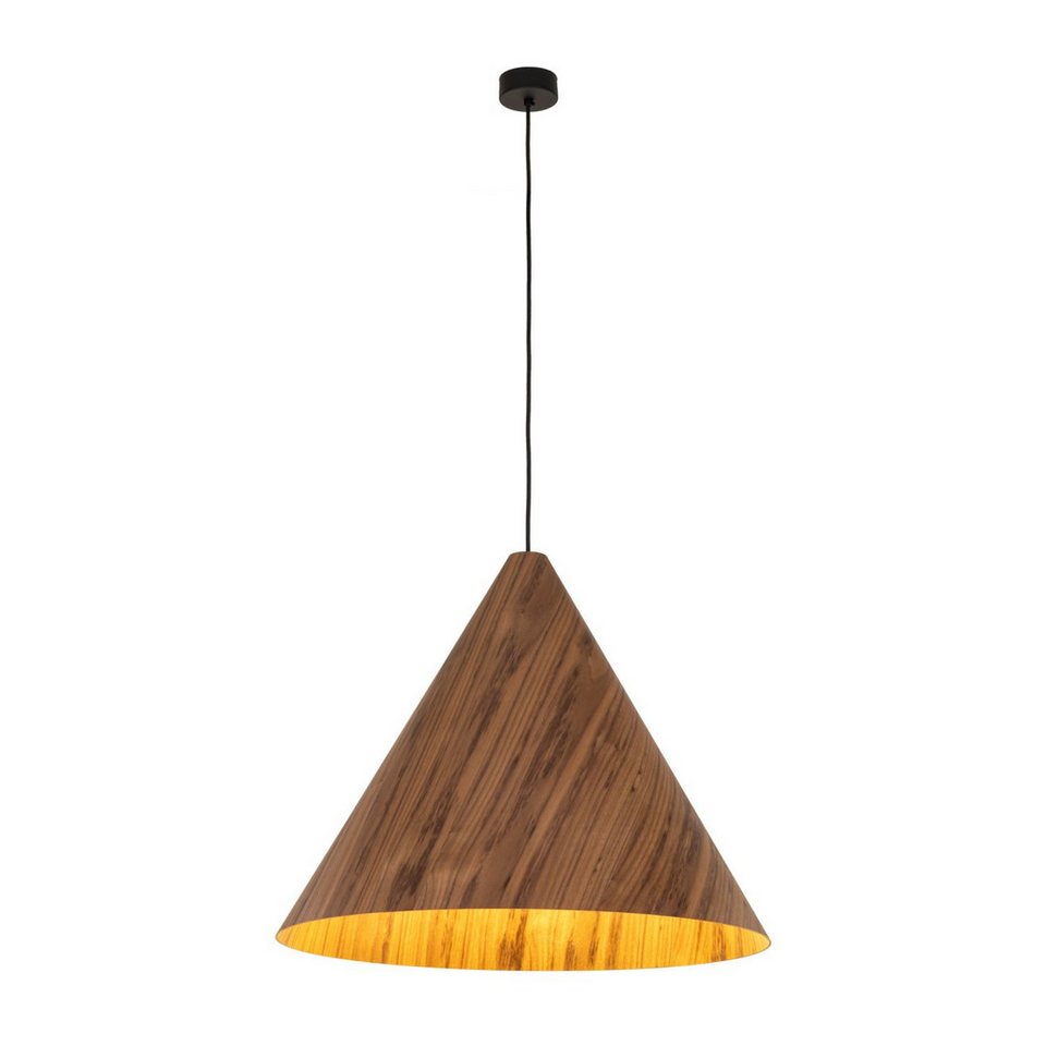 Japandi Pendelleuchte Schwarz Eiche aus Holz und Metall