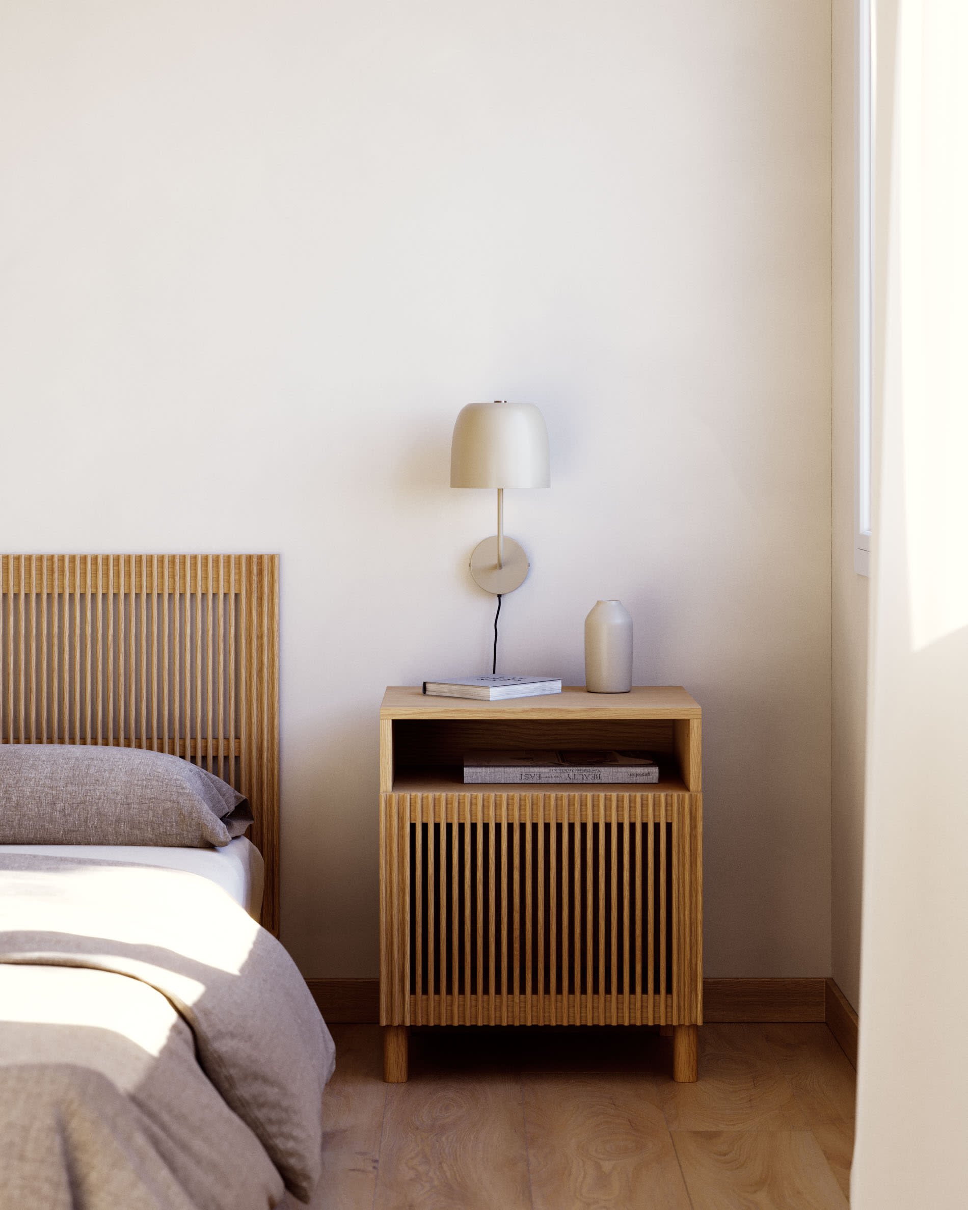 Japandi Wandleuchte Bett Nachttisch