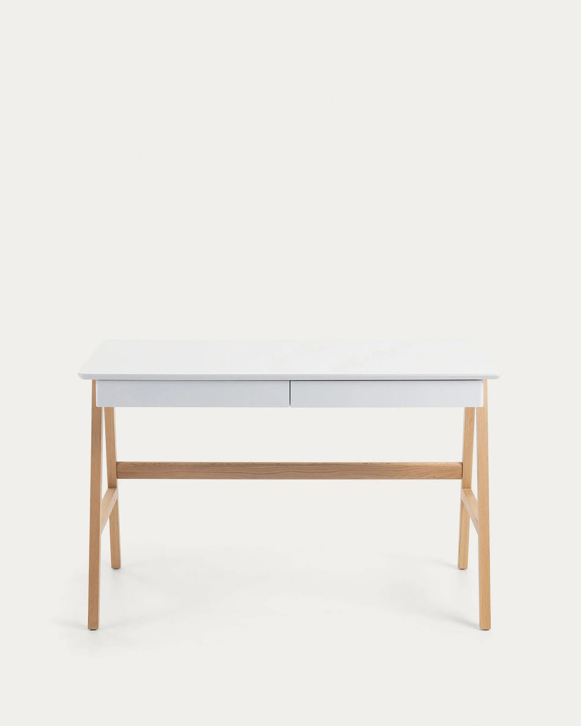 Japandi Schreibtisch Weiß und Holz