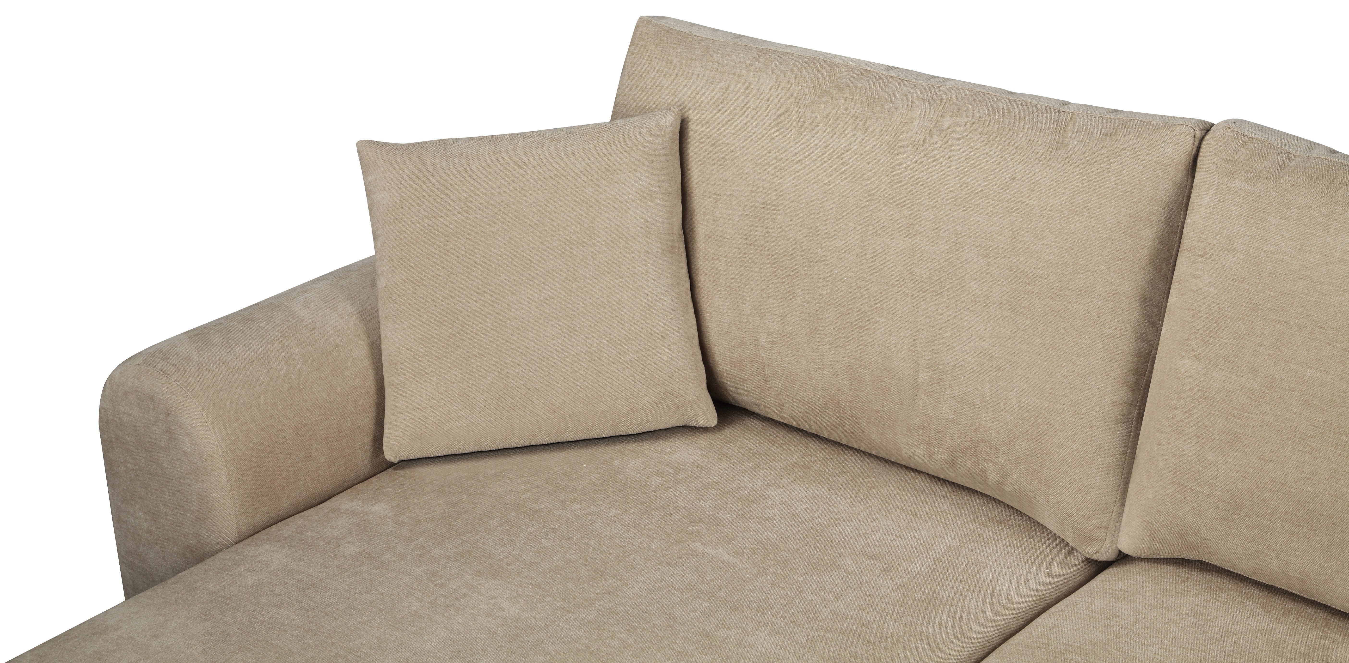 Japandi U-Wohnlandschaft Beige mit Schlaffunktion und Bettkasten