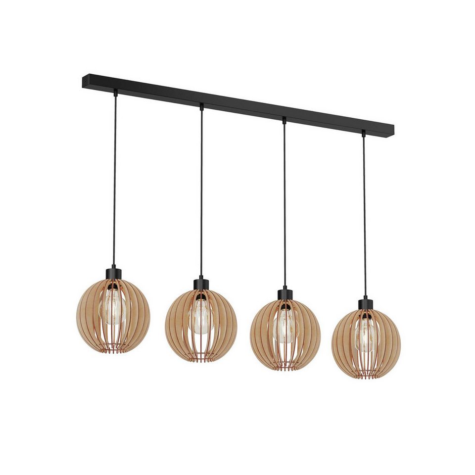 Japandi Pendelleuchte aus Holz mit 4 Leuchten