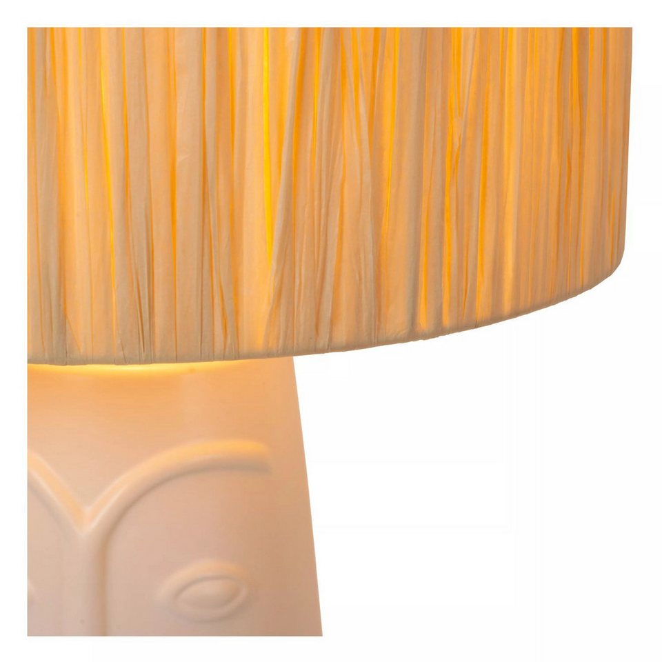Japandi Nachttischlampe Weiß Beige aus Keramik