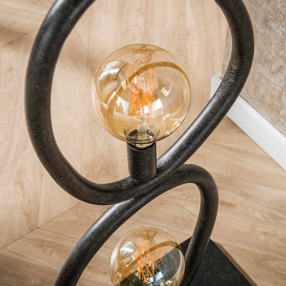 Schwarze Japandi Stehlampe mit 4 Leuchten