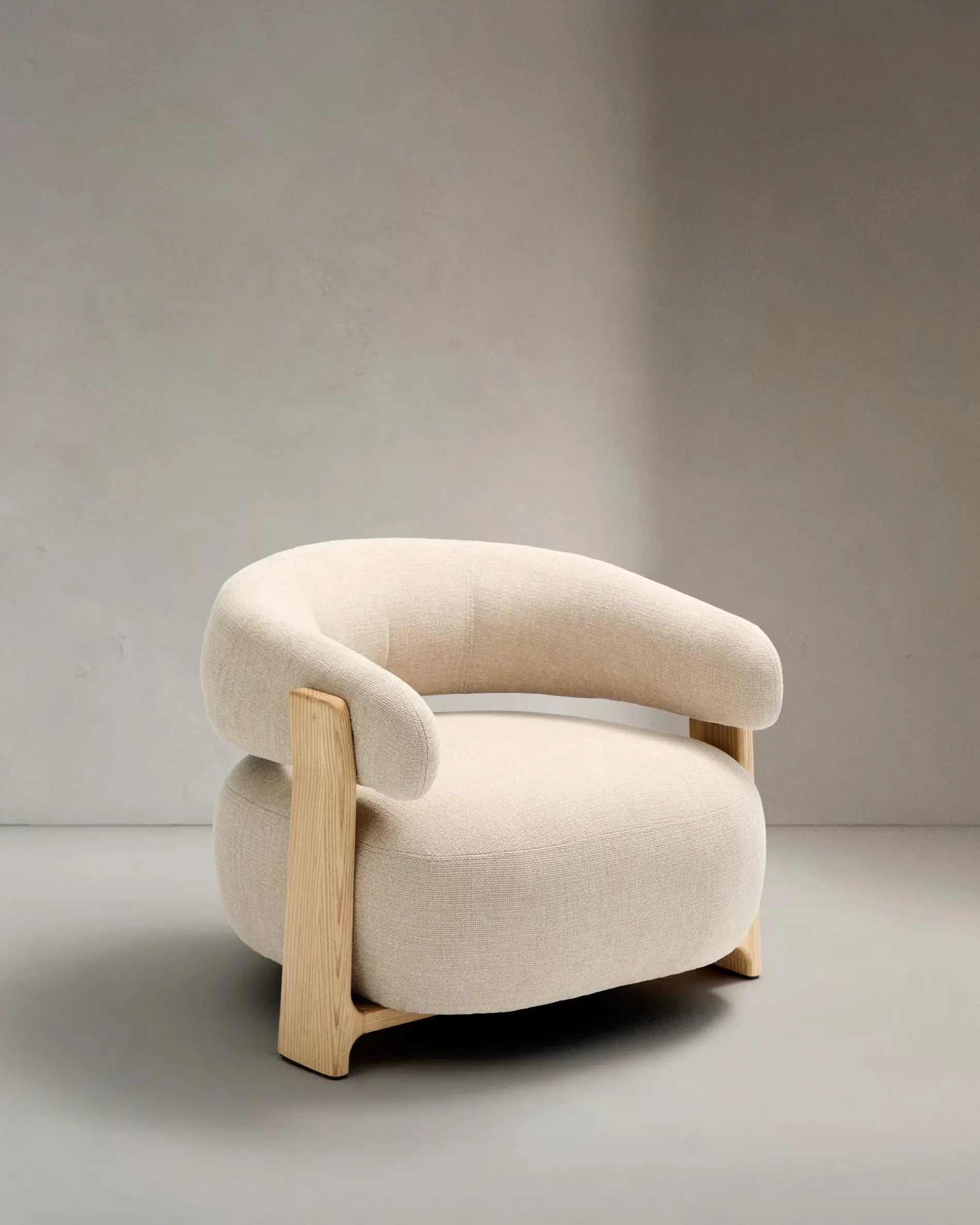 Sessel Japandi aus Naturholz Beige