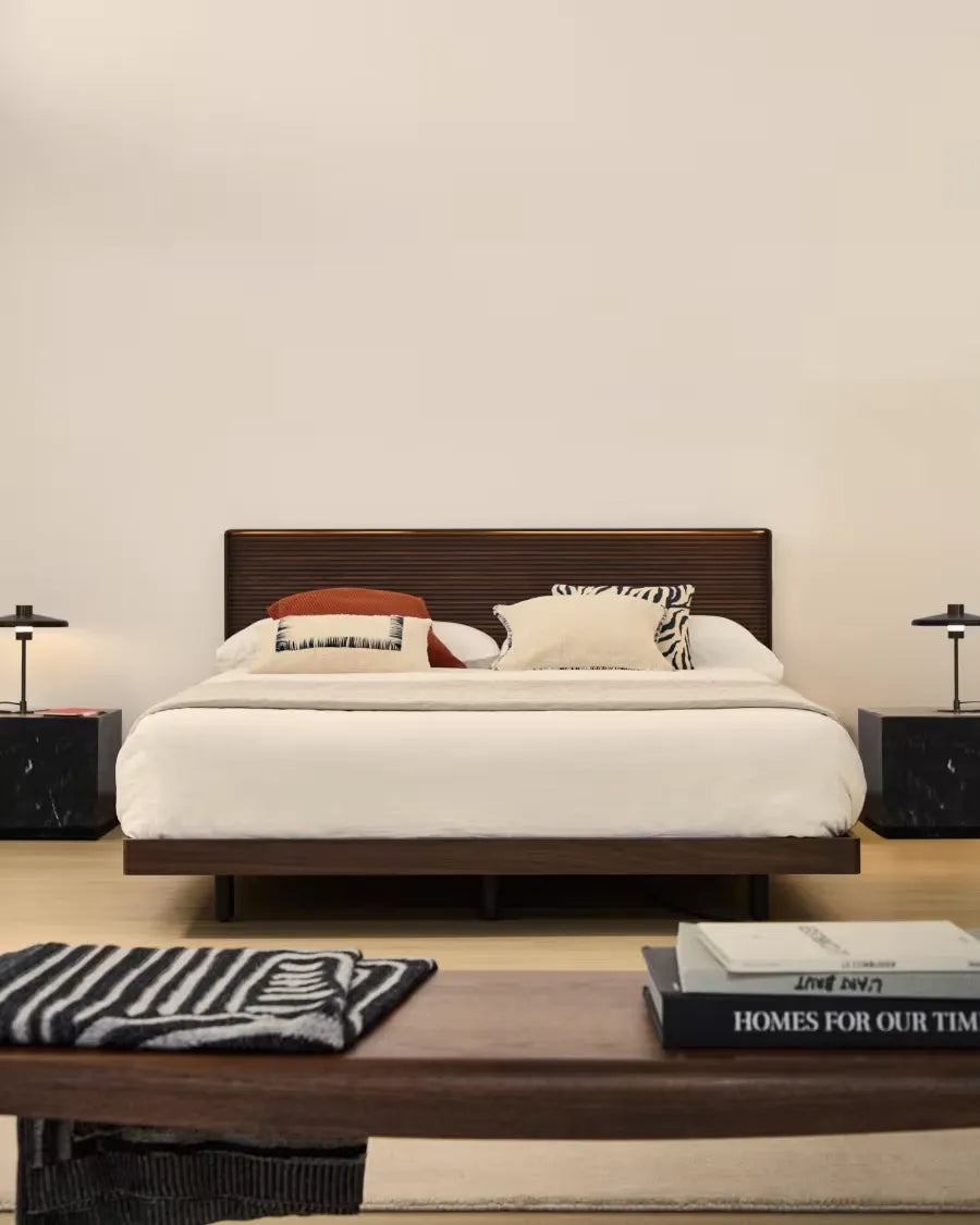 Japandi Bett 160x200cm Nussbaum Furnier