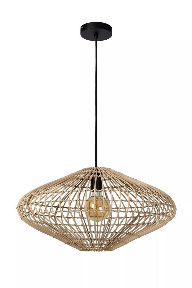 Japandi Pendelleuchte Schwarz Natur aus Rattan
