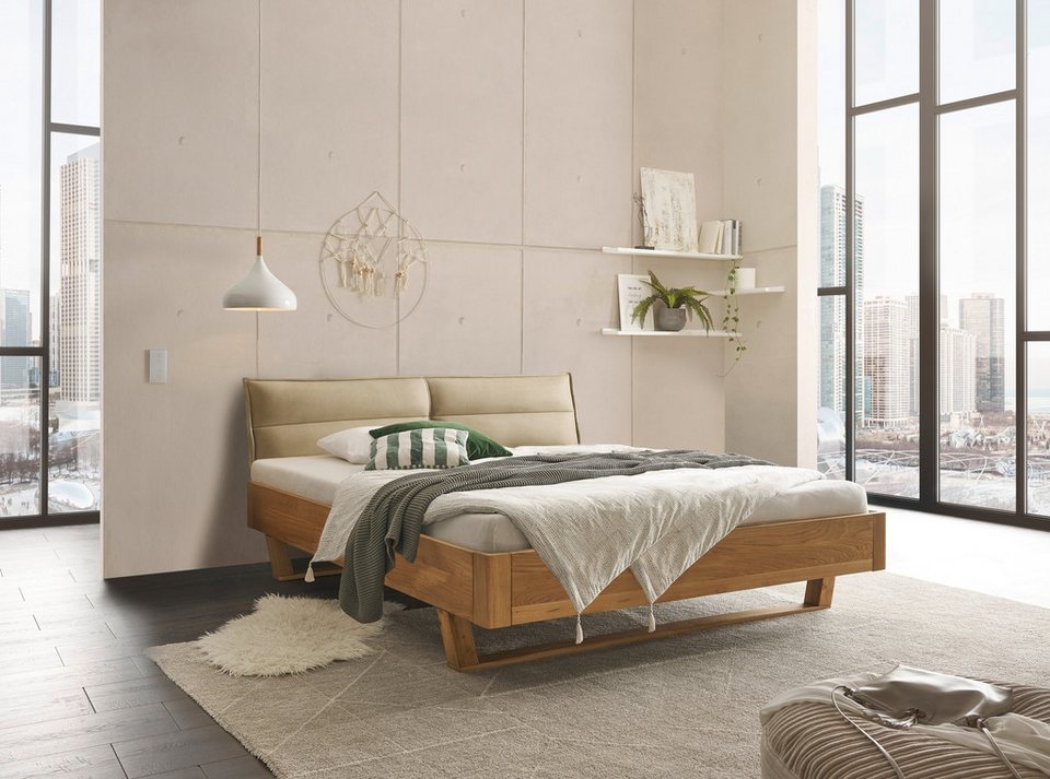 Japandi Bett mit schlichtem Holzdesign