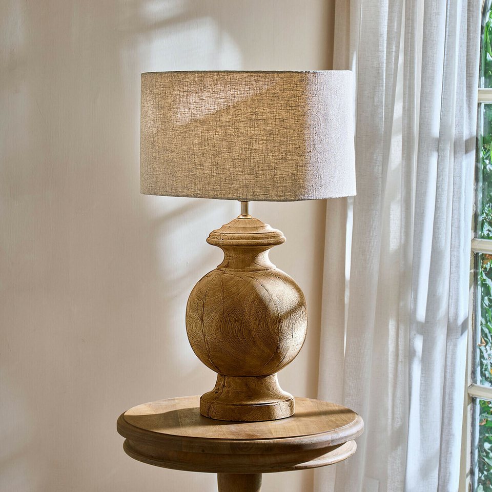 Japandi Tischleuchte Beige Braun