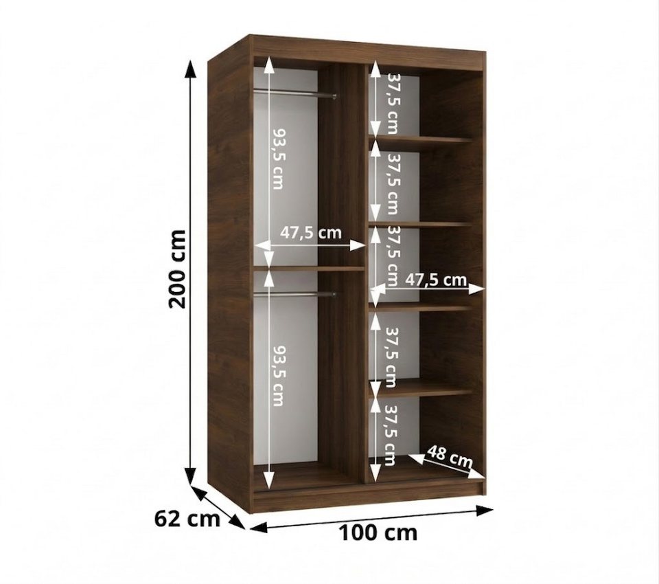 Japandi Schiebetürenschrank mit Spiegel