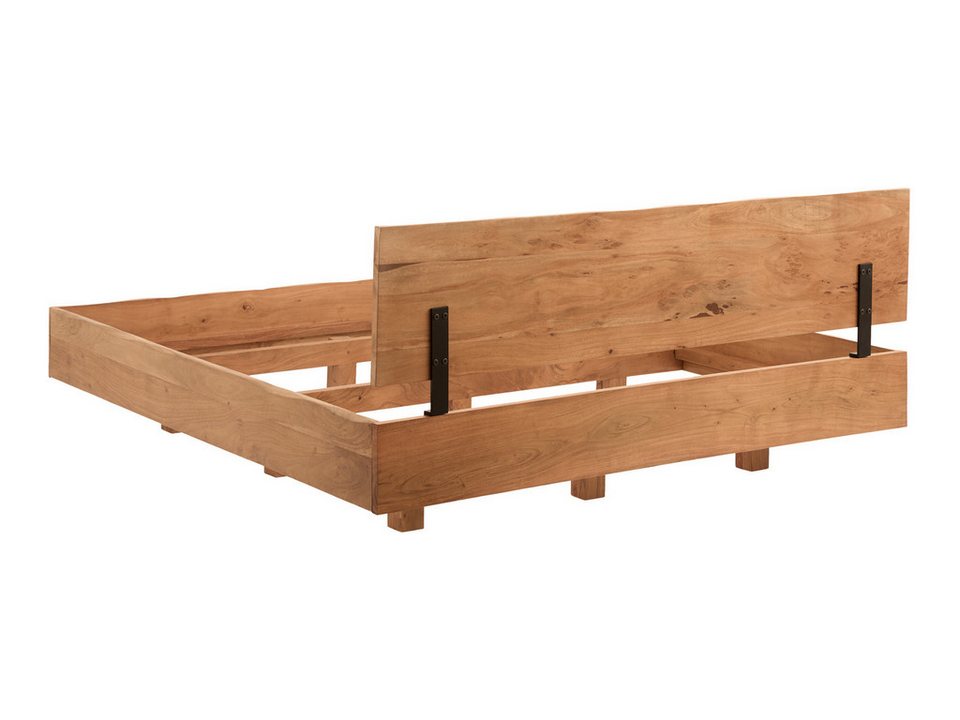 Japandi Holzbett aus Akazie mit Kopfteil