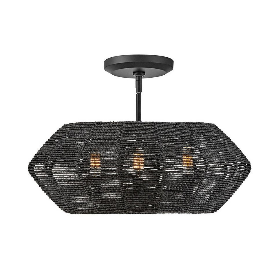 Pendelleuchte Japandi Schwarz aus Rattan und Metall