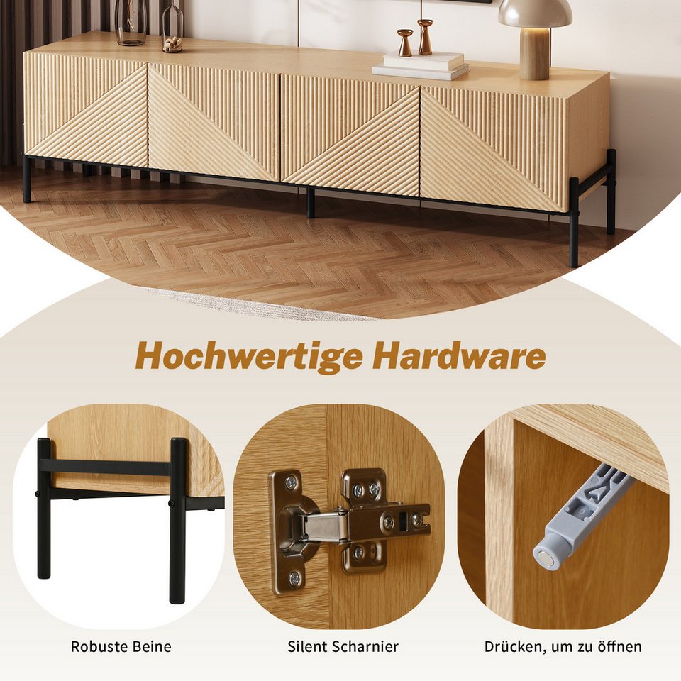 Japandi Lowboard mit 3D-Struktur und Kabelmanagement