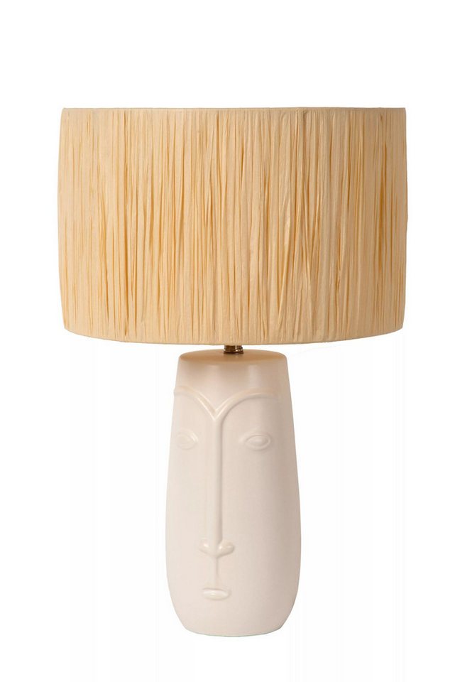 Japandi Nachttischlampe Weiß Beige aus Keramik