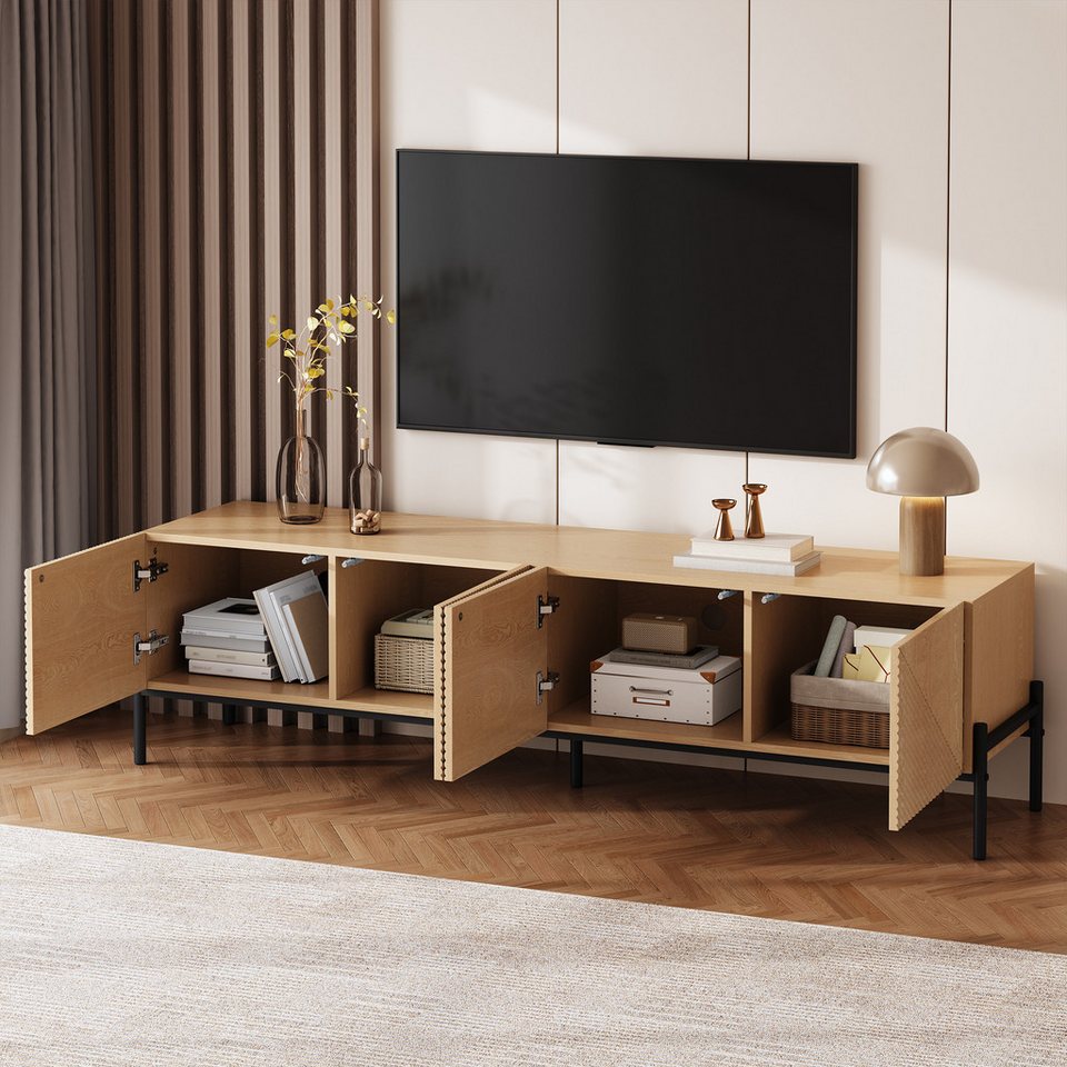 Japandi Lowboard mit 3D-Struktur und Kabelmanagement