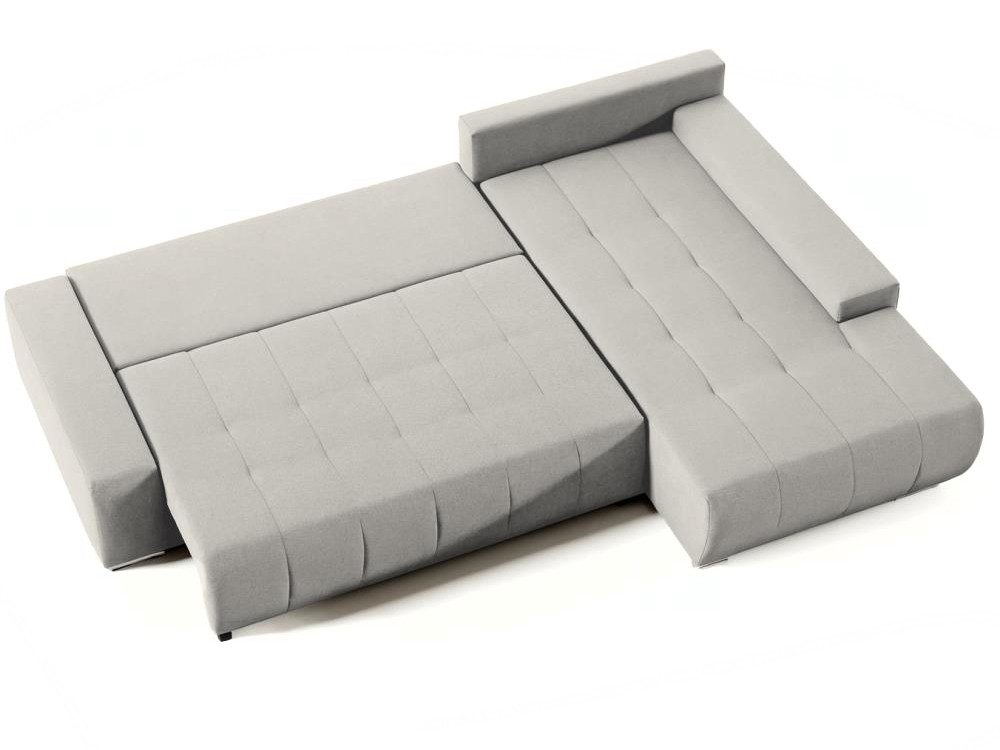 Ecksofa Japandi Hellbeige mit Schlaffunktion und Bettkasten