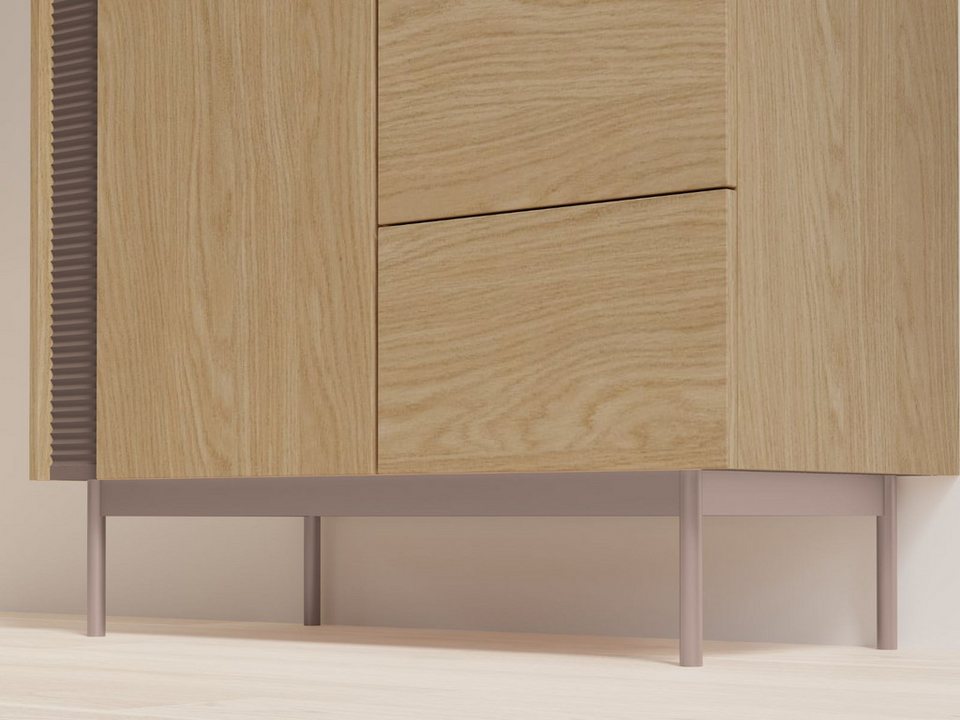 Japandi Hochschrank mit 3 Schubladen