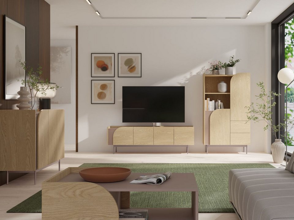 Japandi Hochschrank mit 3 Schubladen
