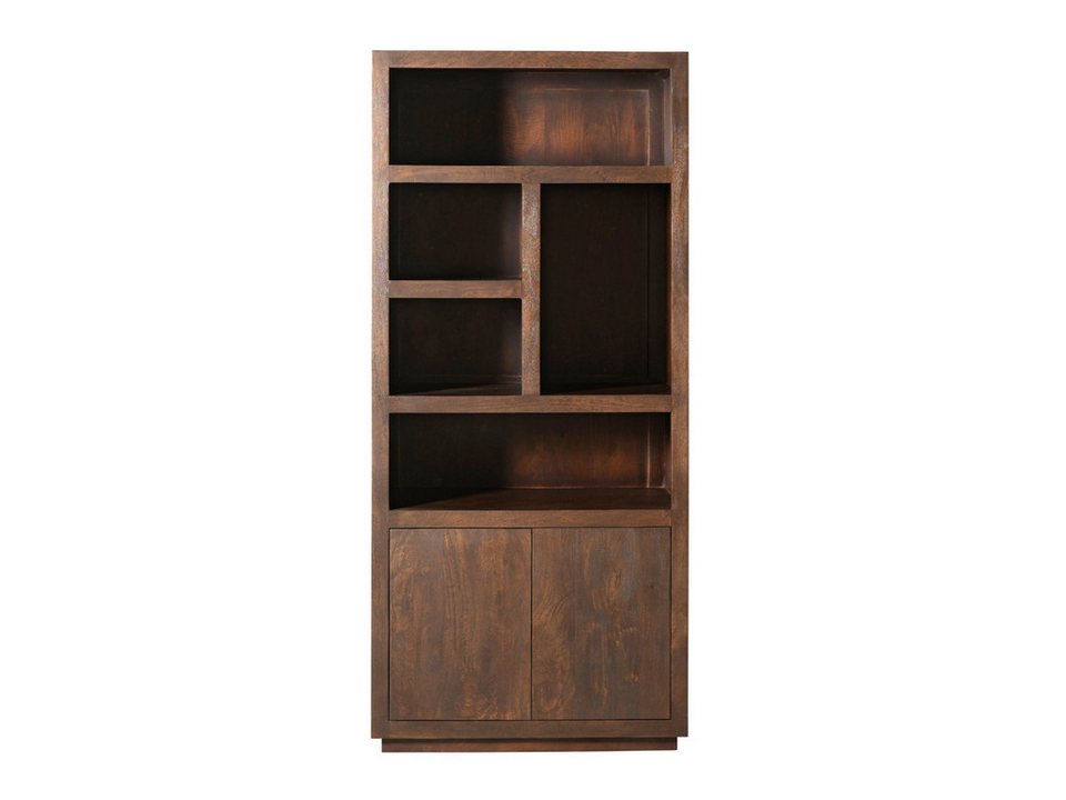 Japandi Regal aus Mangoholz mit Push-to-Open-Türen