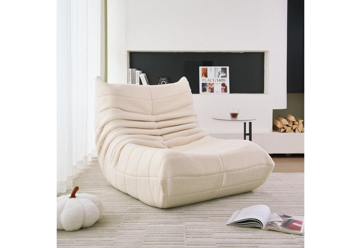 Japandi Sessel Beige mit Schaumstoffpolsterung