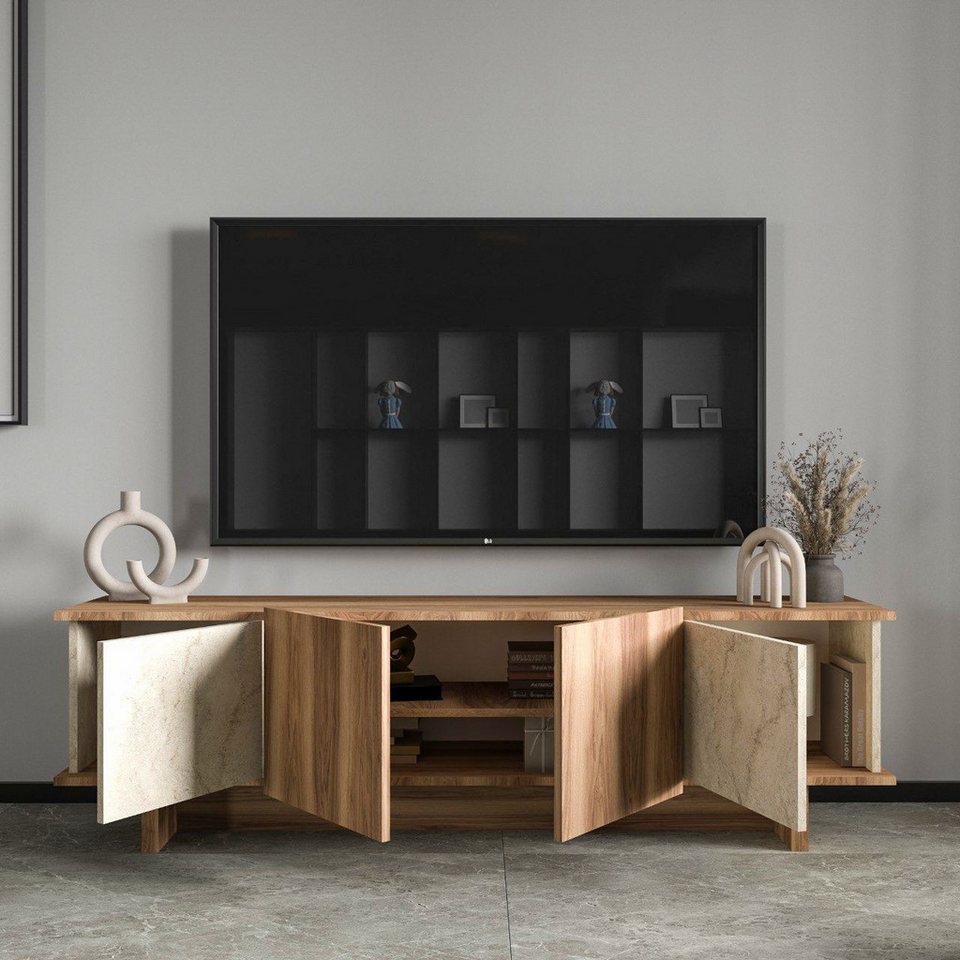 Japandi TV-Board im Boho-Design