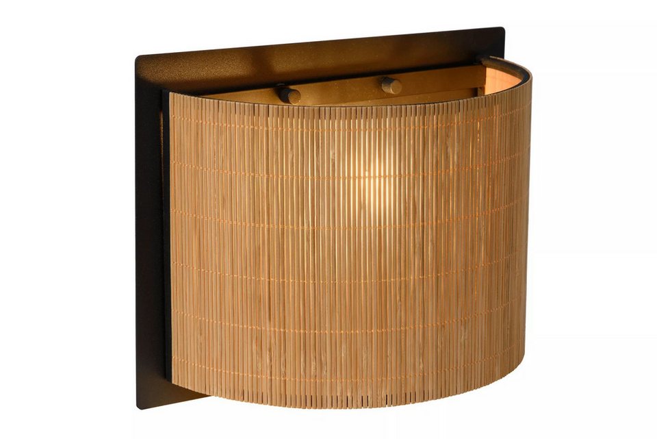 Wandleuchte Japandi Schwarz Natur aus Holz und Metall