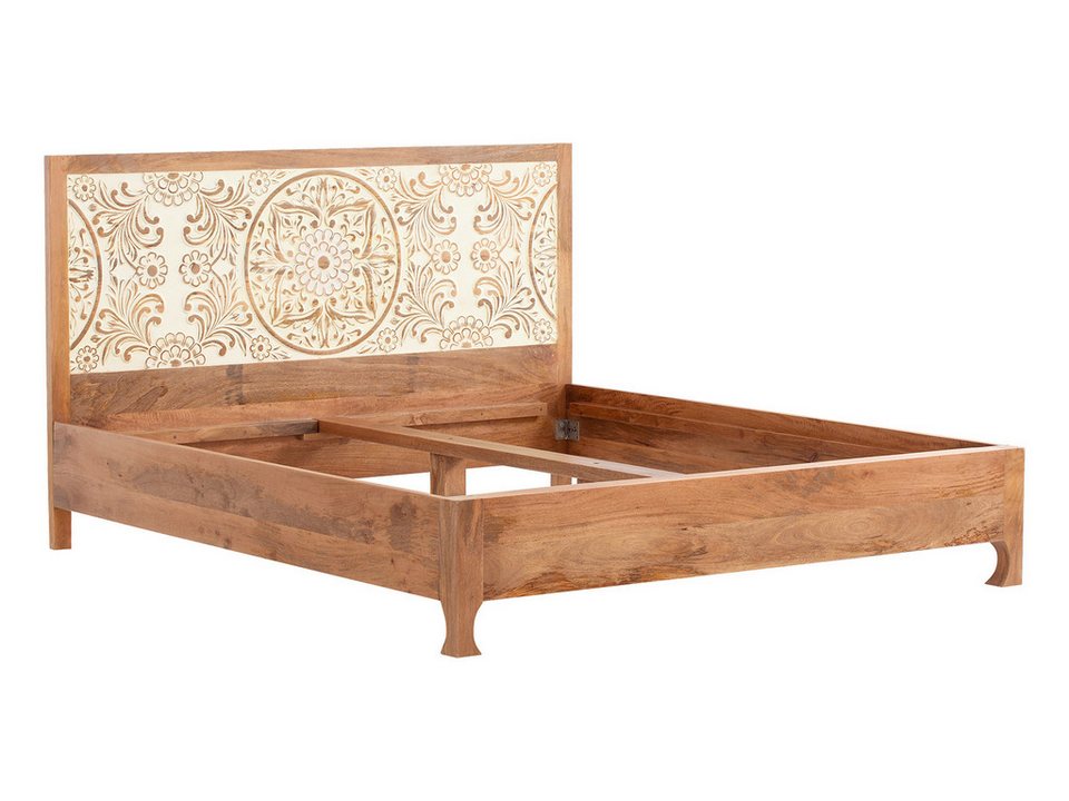 Japandi Bett aus massivem Mangoholz