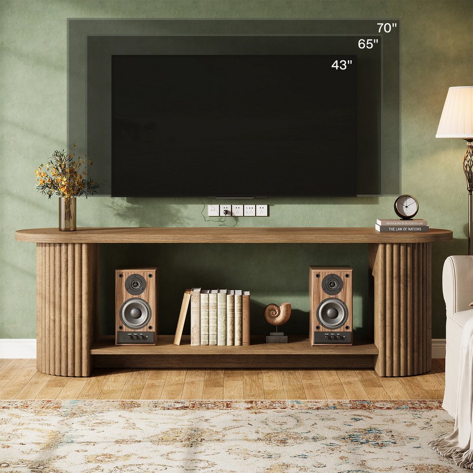 Japandi TV-Board im Landhausstil mit Ablage