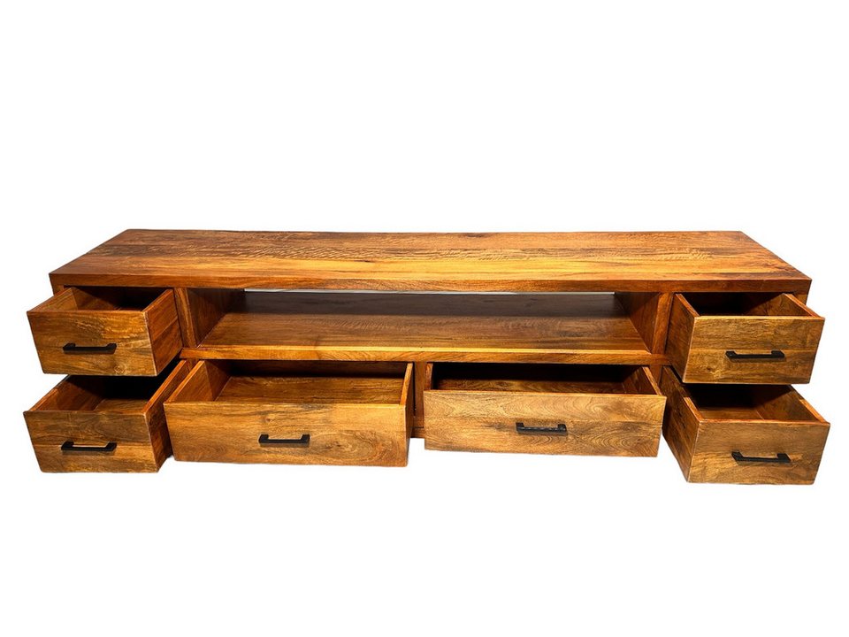 Japandi Lowboard Kastanienbraun aus massivem Mangoholz