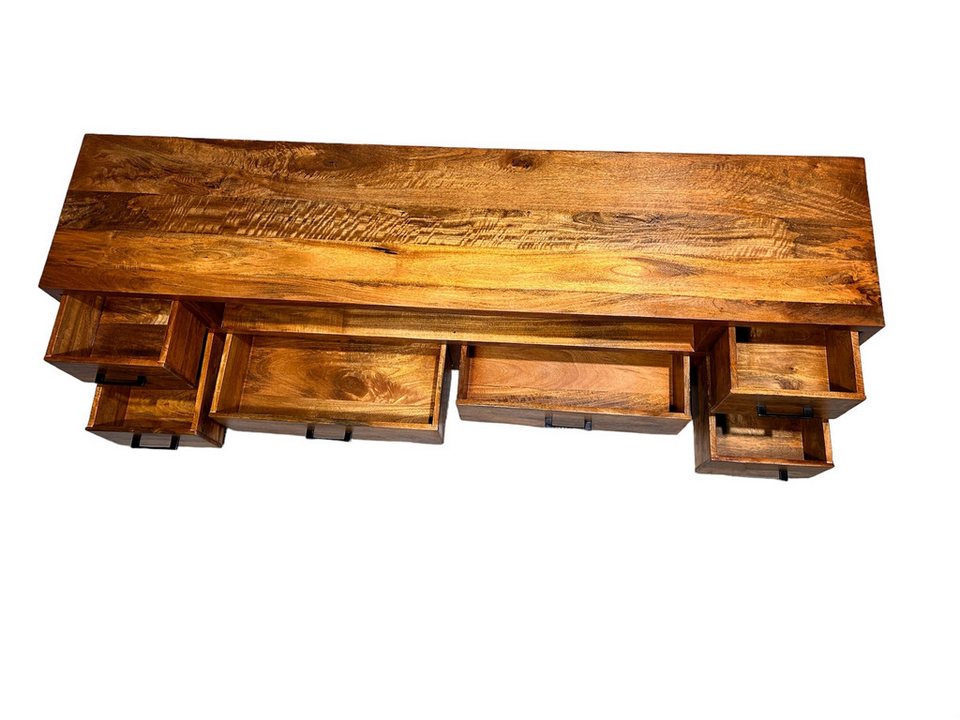 Japandi Lowboard Kastanienbraun aus massivem Mangoholz