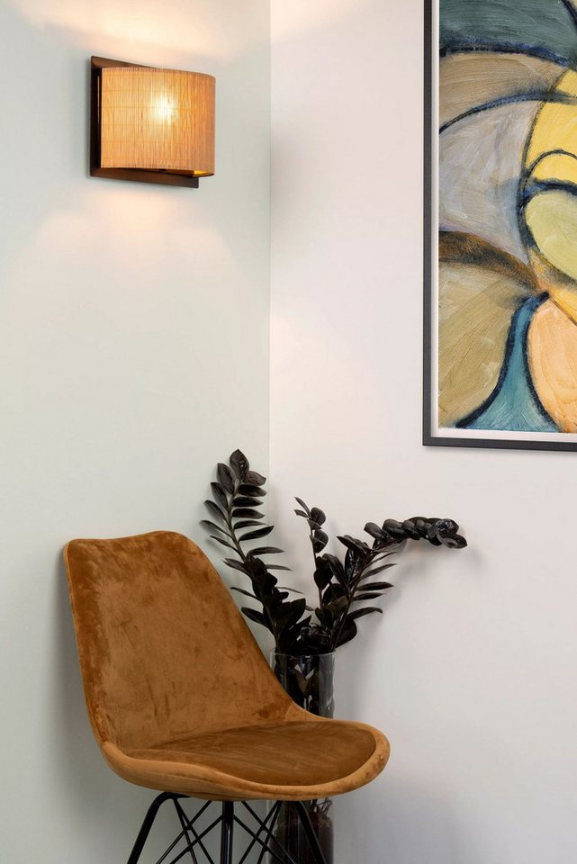 Wandleuchte Japandi Schwarz Natur aus Holz und Metall