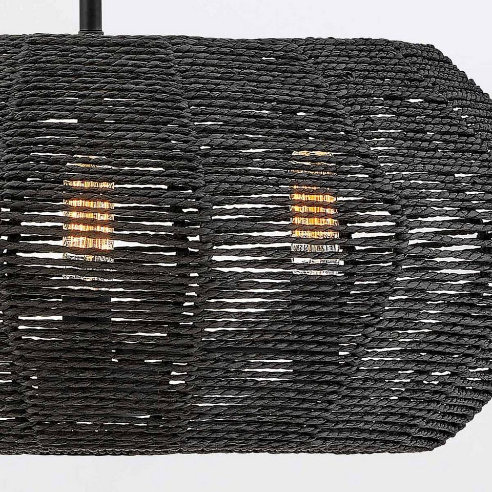Pendelleuchte Japandi Schwarz aus Rattan und Metall