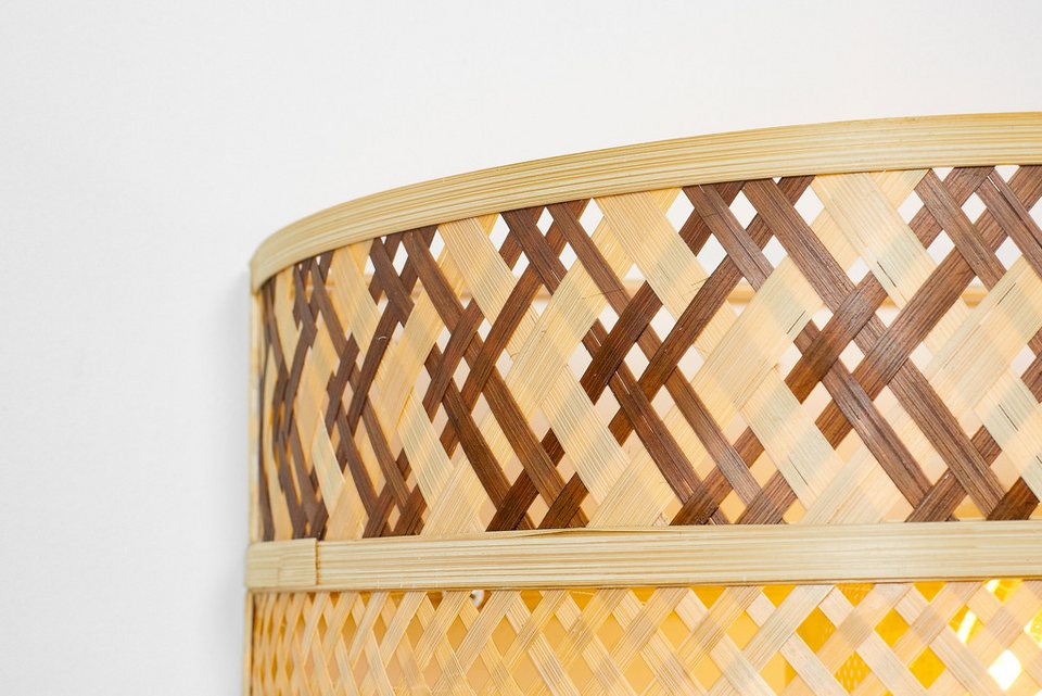 Japandi LED-Wandleuchte aus Naturfasern