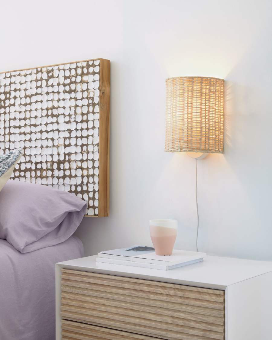 Wandleuchte Japandi Rattan Natur