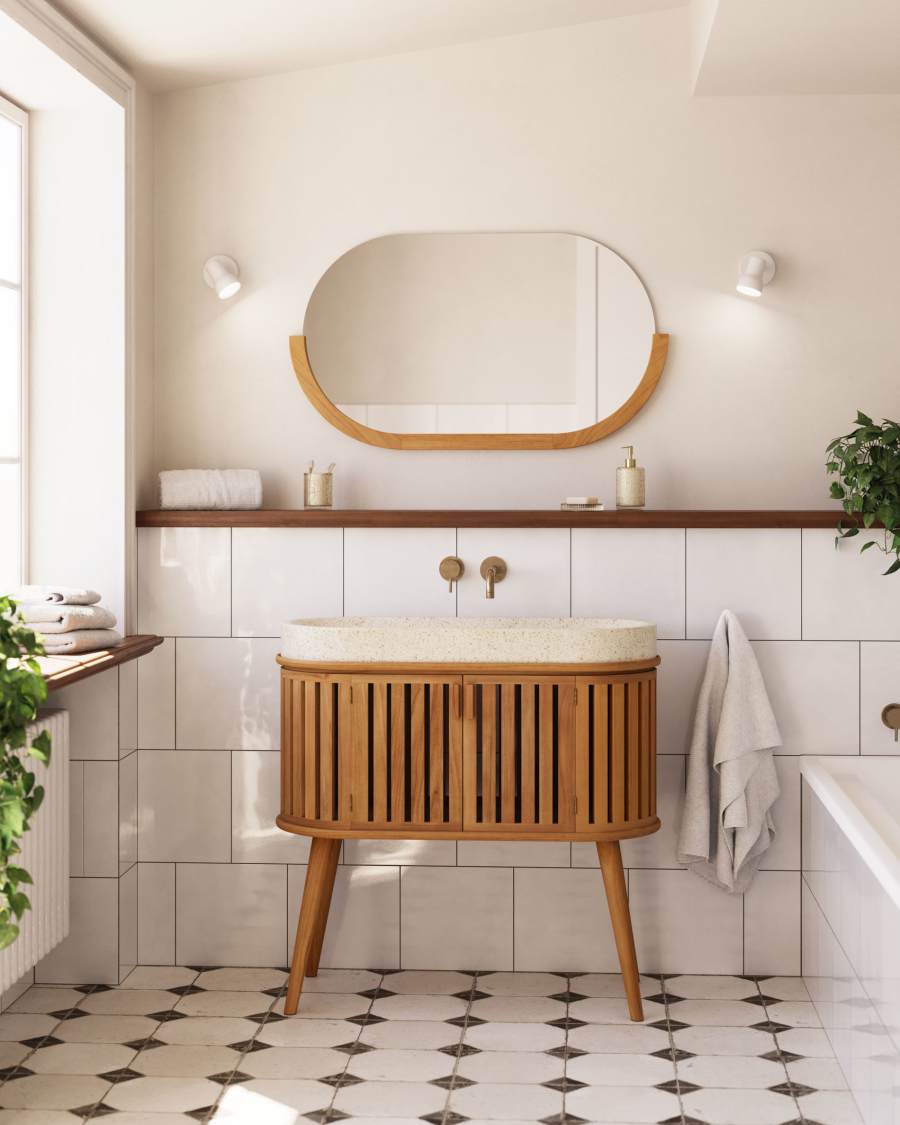 Spiegel Japandi Teakholz 90x55 cm