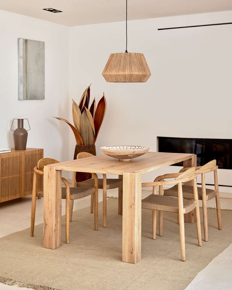 Japandi Esstisch aus Massivem Eichenfurnier 160x90 cm