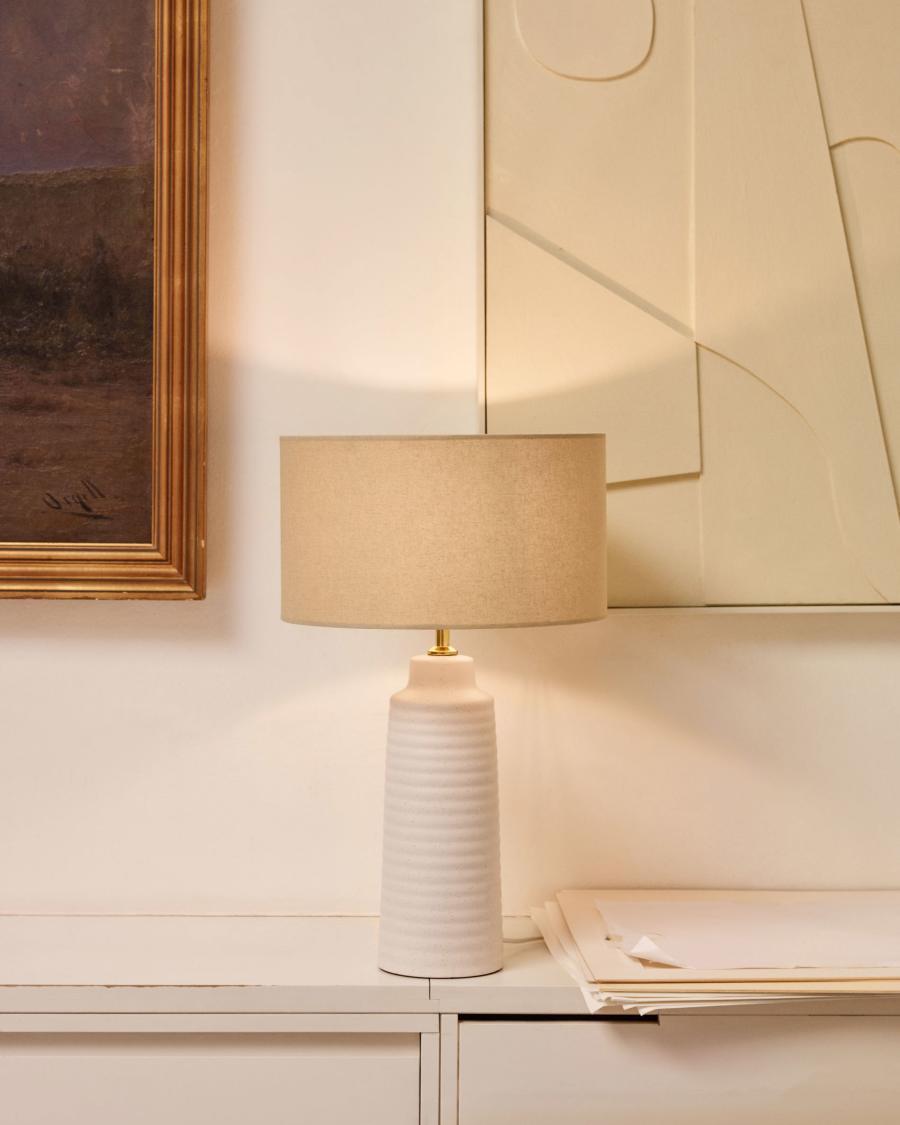 Tischlampe Japandi Keramik Weiß