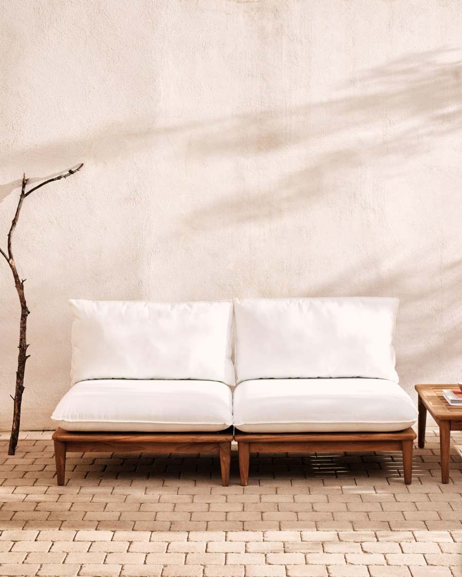 2er-Set Sessel Japandi Teakholz Modular