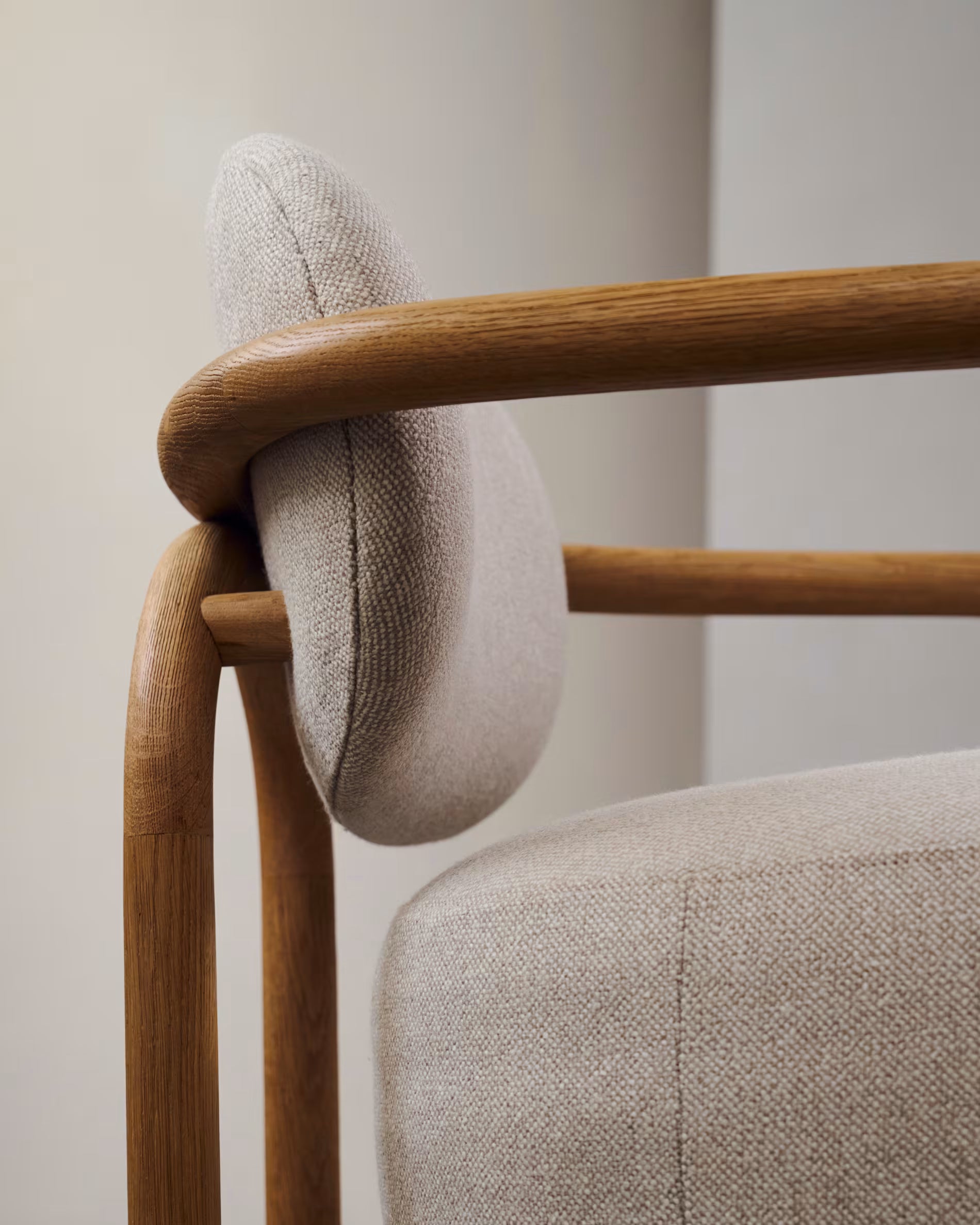 Sessel Japandi Beige Eichenholz Natur
