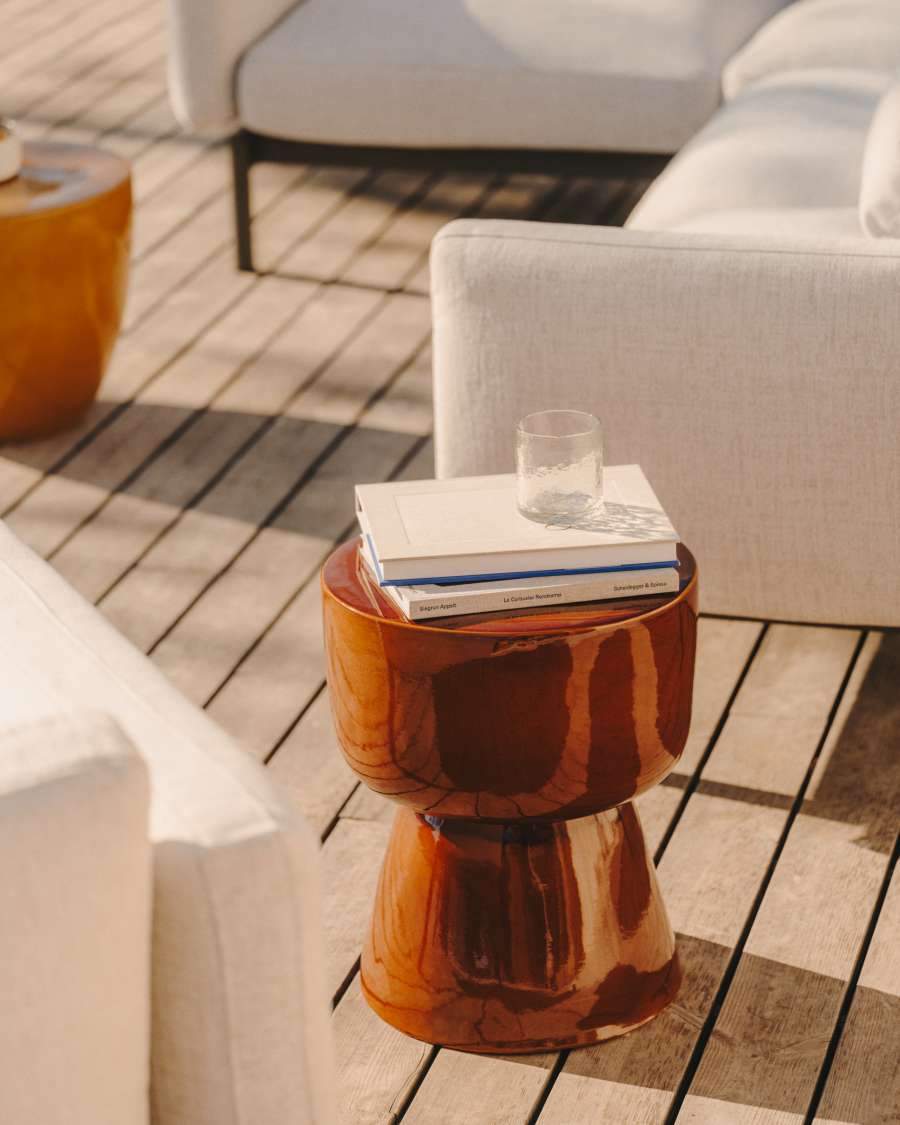 Beistelltisch Japandi Keramik Terrakotta Outdoor 36 cm