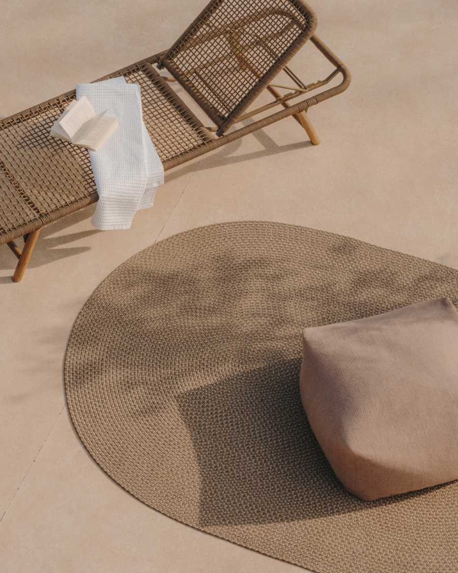 Japandi Teppich aus PET, Oval, Beige, 160 x 230 cm