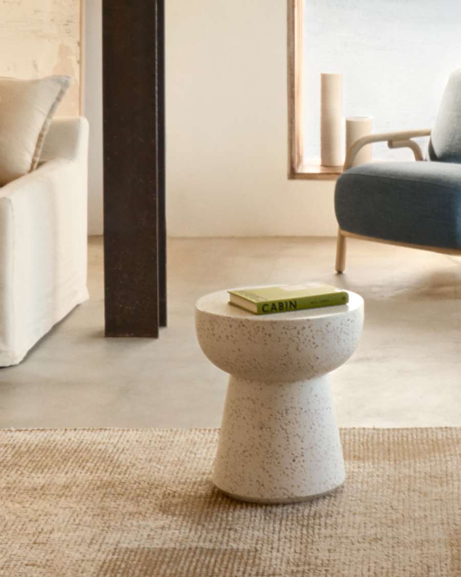 Beistelltisch Japandi Terrazzo Weiß 40 cm