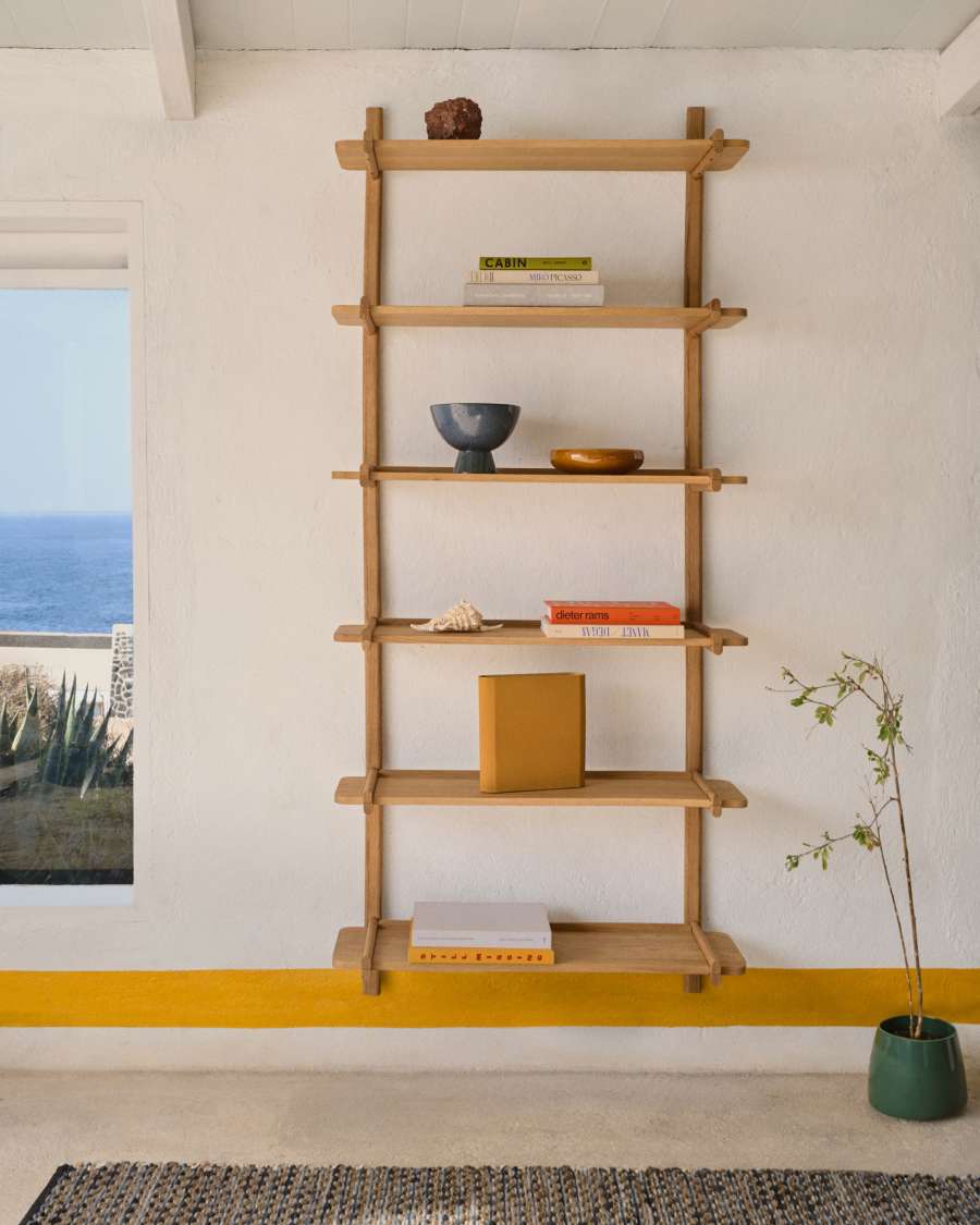 Japandi Regal aus Eichenholz Natur Modular 6 Böden 110 cm